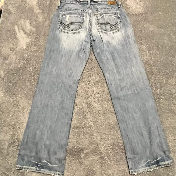 BKE Derek Jeans Mens 33 Blue Straight Leg Thick Stitch Denim Western (33x31.5) - Picture 3 of 11